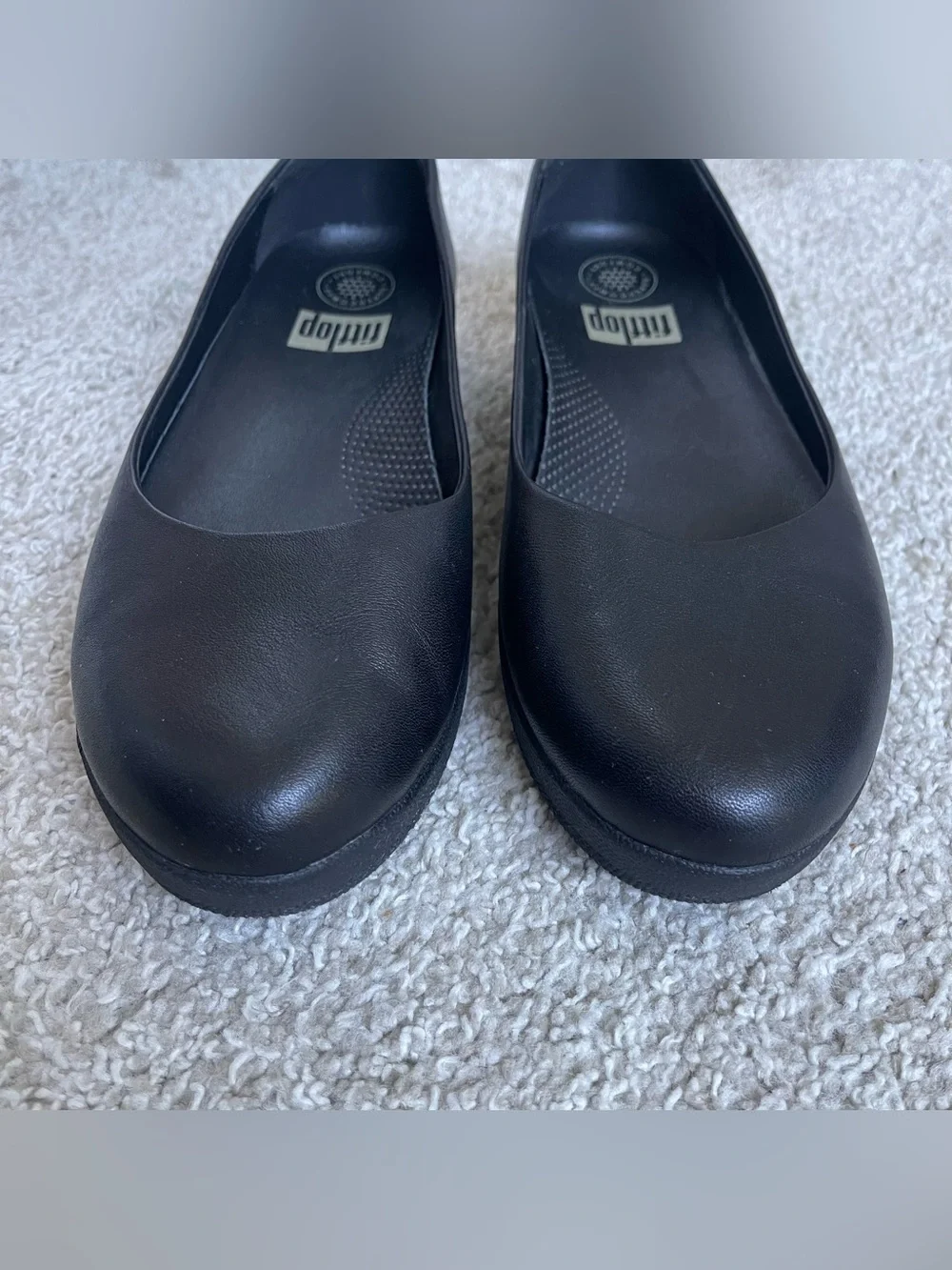Fitflop Black Lightweight Ballerina Platform Flat Shoe Womens 8 US Light Slip On